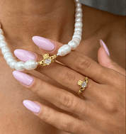 HEART CROWN PEARL CLADDAGH NECKLACE best gold plated tarnish and water resistant piece by Irish Jewellery brand - Lynott Jewellery