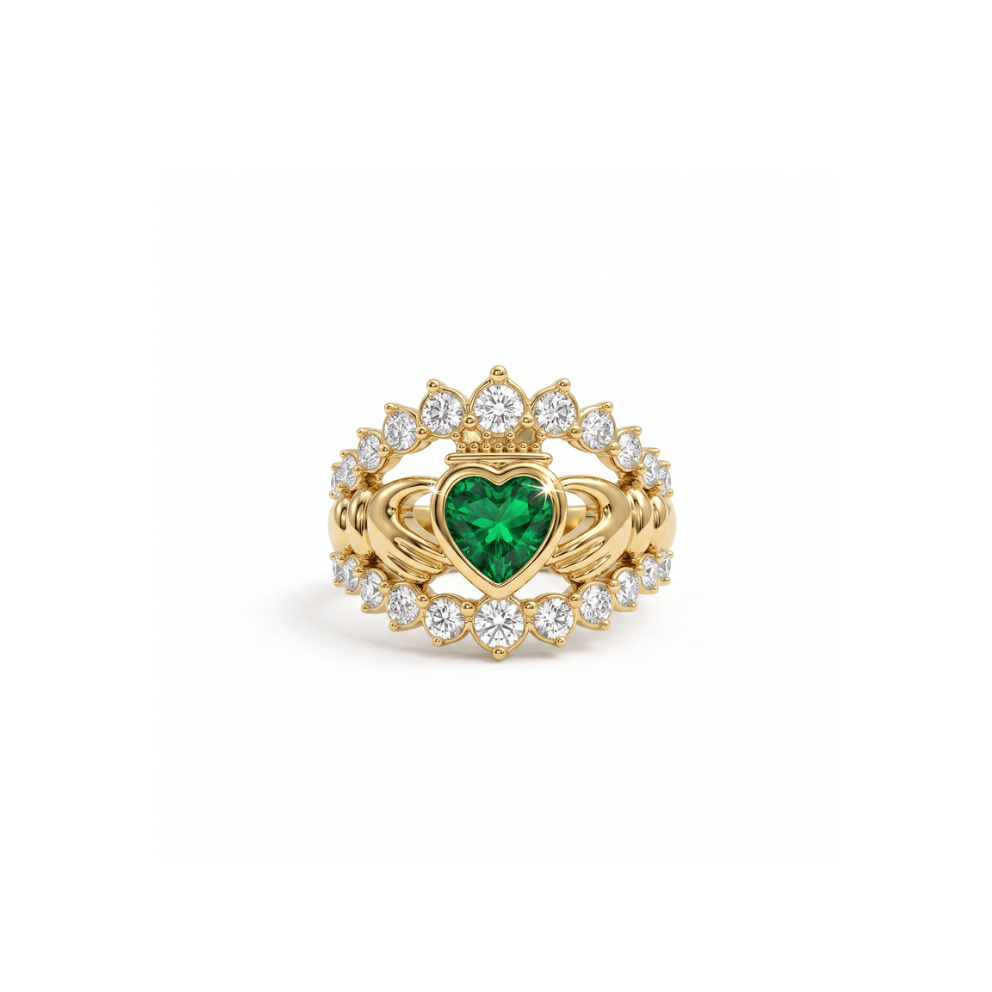 MEGAN FORTE CLARKE WIFED CLADDAGH RING best gold plated tarnish and water resistant piece by Irish Jewellery brand - Lynott Jewellery