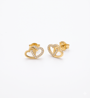 INFINITY HEART STUD EARRING best gold plated tarnish and water resistant piece by Irish Jewellery brand - Lynott Jewellery