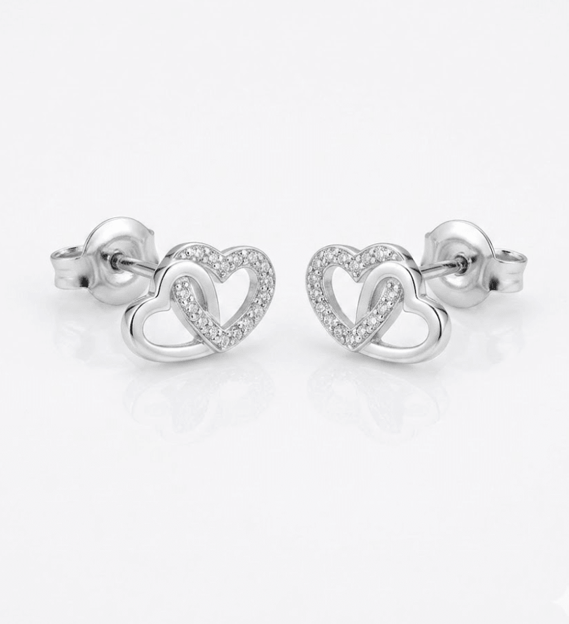 INFINITY HEART STUD EARRING best gold plated tarnish and water resistant piece by Irish Jewellery brand - Lynott Jewellery