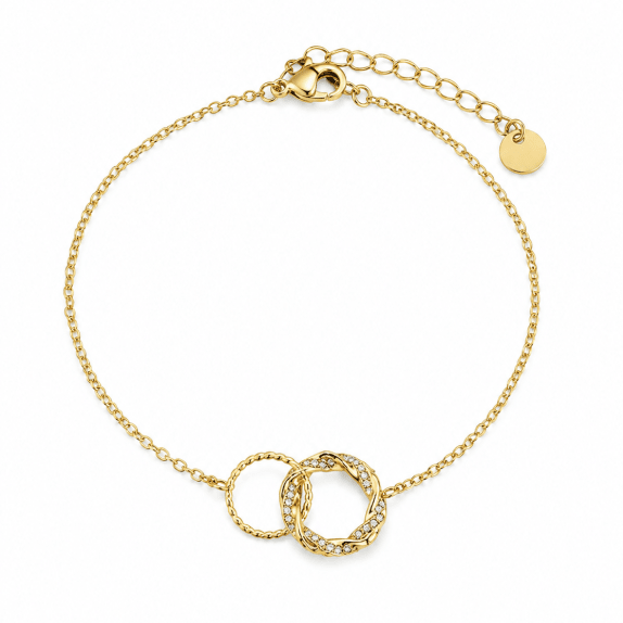 SHIMMERING INTERLINKING CIRCLE BRACELET best gold plated tarnish and water resistant piece by Irish Jewellery brand - Lynott Jewellery