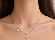 FLOWER AND DOT NECKLACE best gold plated tarnish and water resistant piece by Irish Jewellery brand - Lynott Jewellery