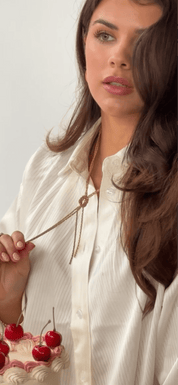 TWISTY SHIMMER DROP DOWN NECKLACE best gold plated tarnish and water resistant piece by Irish Jewellery brand - Lynott Jewellery