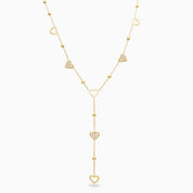 DROP DOWN GLIMMER HEARTS NECKLACE best gold plated tarnish and water resistant piece by Irish Jewellery brand - Lynott Jewellery