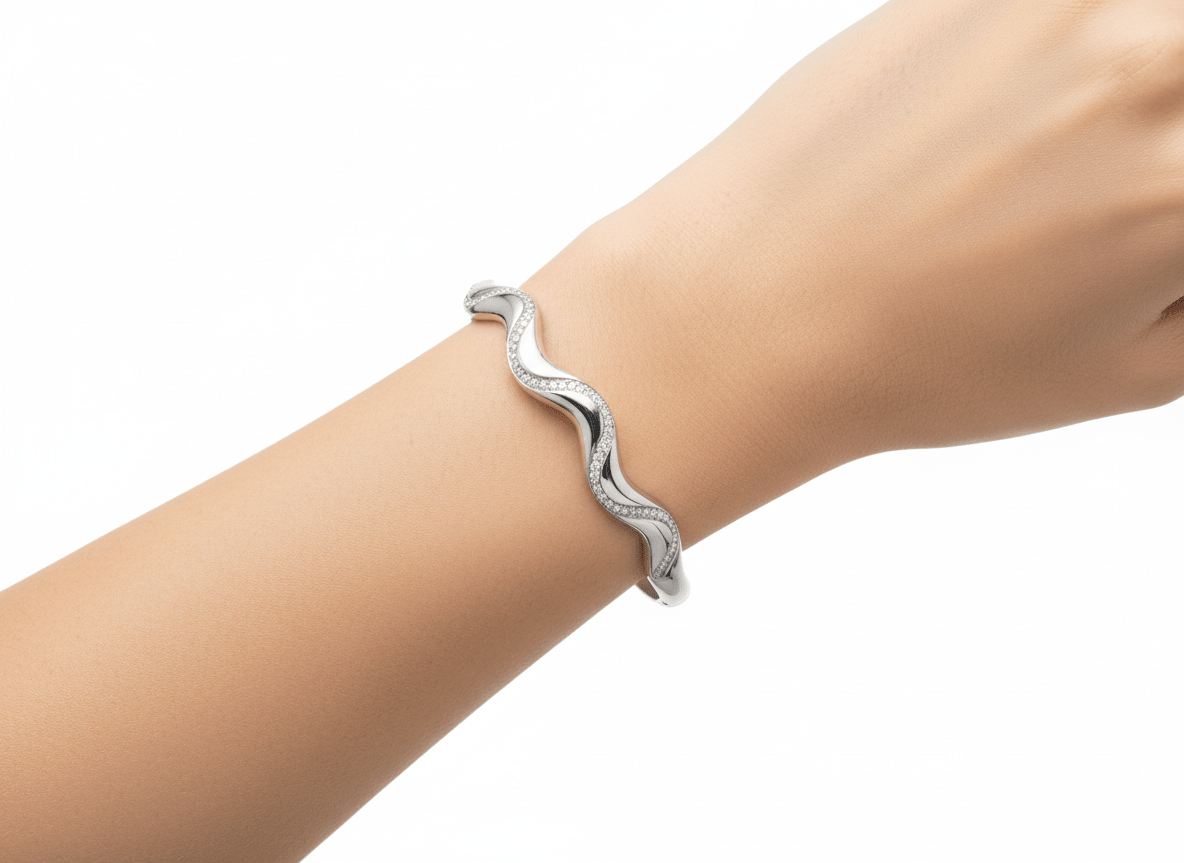GLIMMER WAVE STRIKE BANGLE best gold plated tarnish and water resistant piece by Irish Jewellery brand - Lynott Jewellery