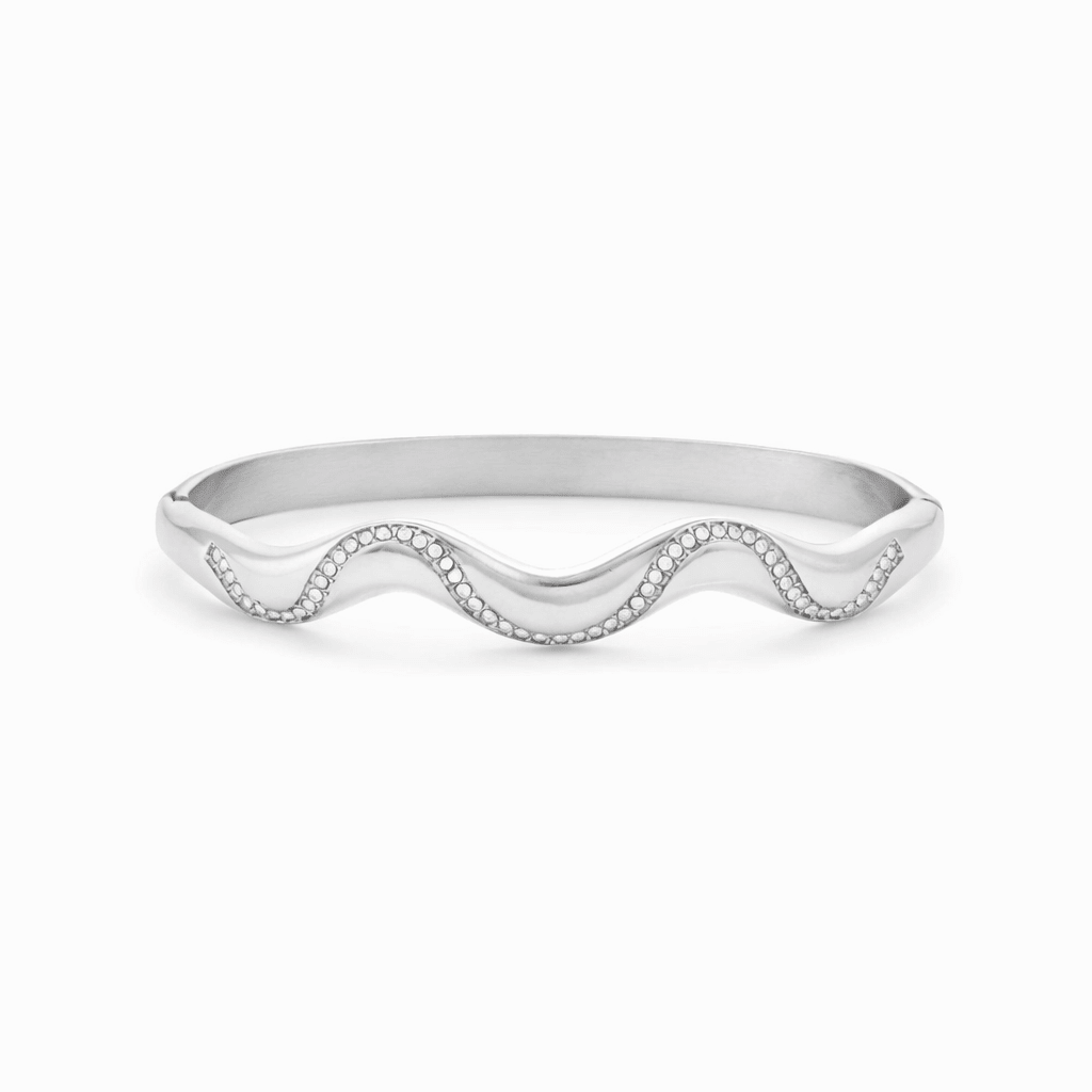 GLIMMER WAVE STRIKE BANGLE best gold plated tarnish and water resistant piece by Irish Jewellery brand - Lynott Jewellery