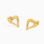 HEART CHUNKY STUD EARRINGS best gold plated tarnish and water resistant piece by Irish Jewellery brand - Lynott Jewellery