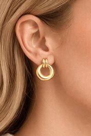 GOLD VINTAGE ROUND HOOP best gold plated tarnish and water resistant piece by Irish Jewellery brand - Lynott Jewellery