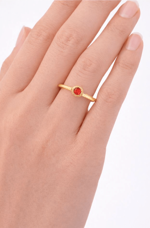 ROYAL RED ADJUSTABLE RING best gold plated tarnish and water resistant piece by Irish Jewellery brand - Lynott Jewellery