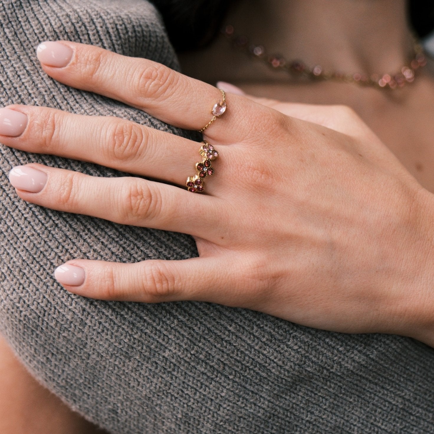 POP OF PINK PINKY RING best gold plated tarnish and water resistant piece by Irish Jewellery brand - Lynott Jewellery