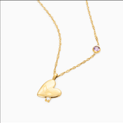 RACHEL GORRY YOUR KEEPSAKE BIRTHSTONE ENGRAVEABLE NECKLACE best gold plated tarnish and water resistant piece by Irish Jewellery brand - Lynott Jewellery