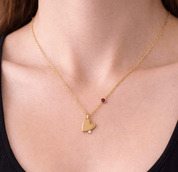 RACHEL GORRY YOUR KEEPSAKE BIRTHSTONE ENGRAVEABLE NECKLACE best gold plated tarnish and water resistant piece by Irish Jewellery brand - Lynott Jewellery