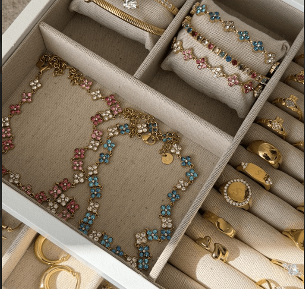 TOTAL GLAM BLUE NECKLACE best gold plated tarnish and water resistant piece by Irish Jewellery brand - Lynott Jewellery