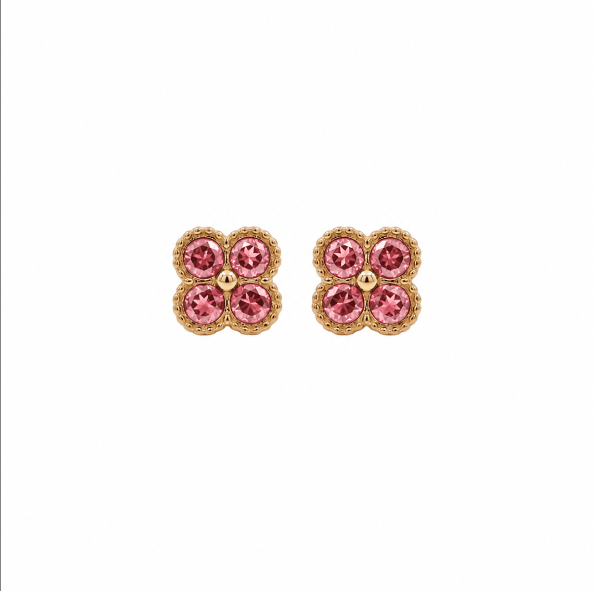 TOTAL GLAM CRYSTAL PINK STUD best gold plated tarnish and water resistant piece by Irish Jewellery brand - Lynott Jewellery