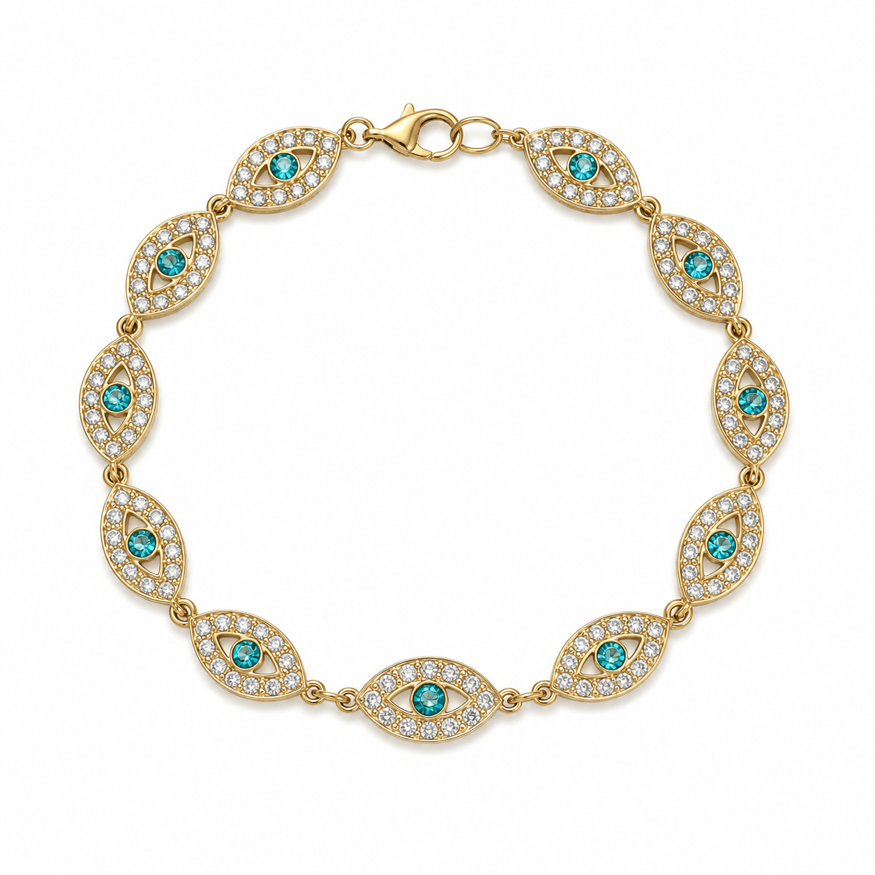 RHODES EVIL EYE BRACELET best gold plated tarnish and water resistant piece by Irish Jewellery brand - Lynott Jewellery