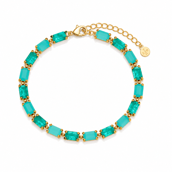 MALIBU BLUE TENNIS BRACELET best gold plated tarnish and water resistant piece by Irish Jewellery brand - Lynott Jewellery
