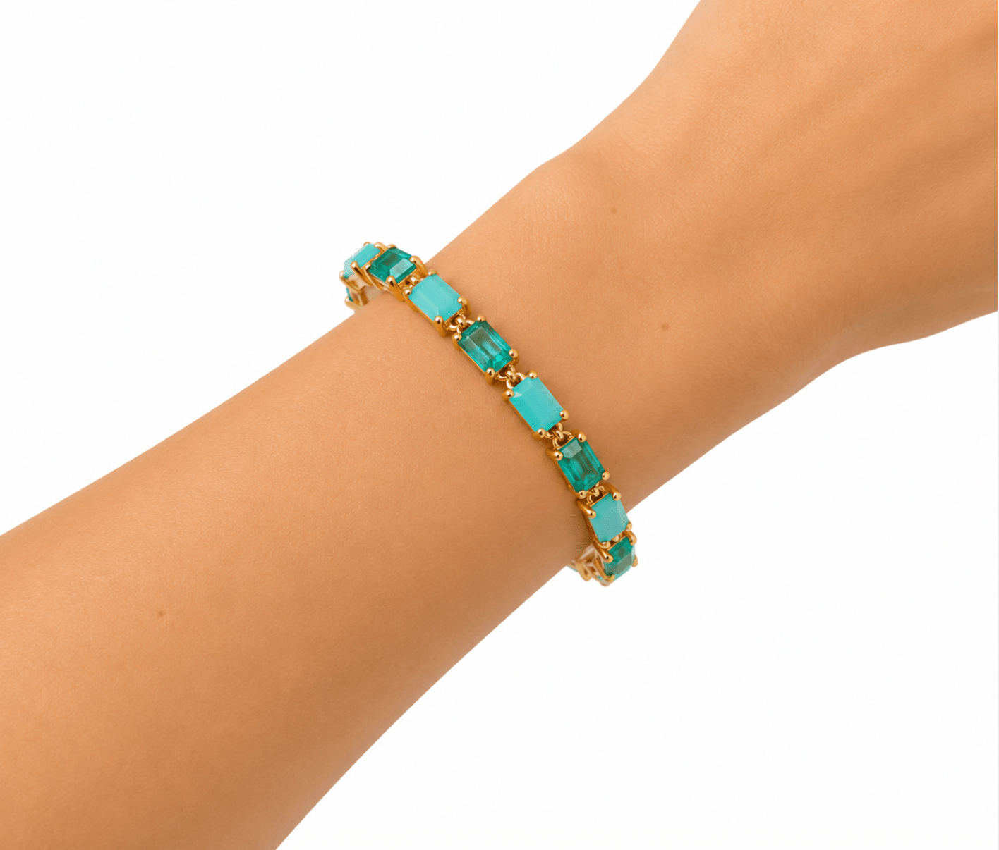 MALIBU BLUE TENNIS BRACELET best gold plated tarnish and water resistant piece by Irish Jewellery brand - Lynott Jewellery
