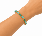MALIBU BLUE TENNIS BRACELET best gold plated tarnish and water resistant piece by Irish Jewellery brand - Lynott Jewellery