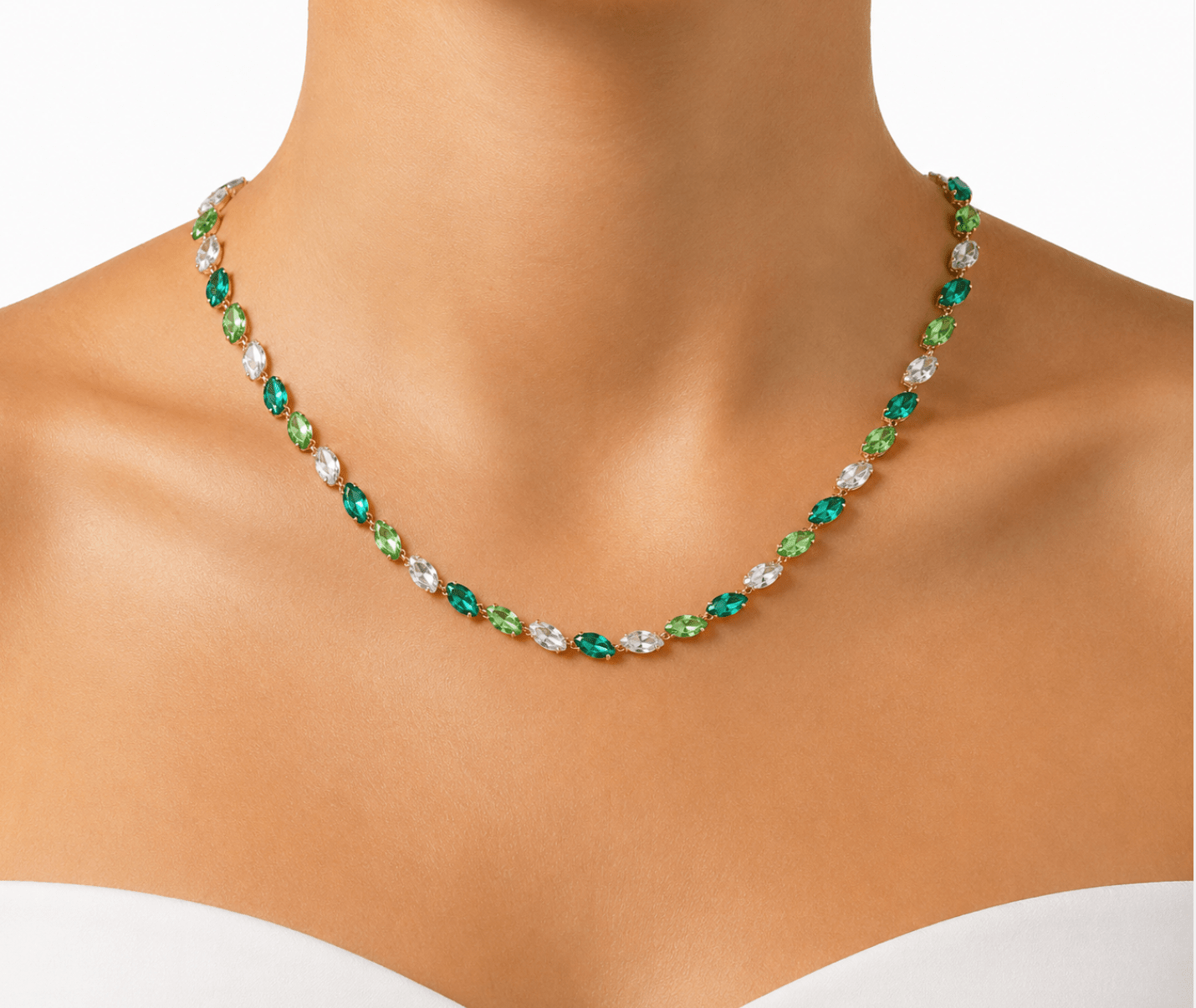 BALI GREEN GEM NECKLACE best gold plated tarnish and water resistant piece by Irish Jewellery brand - Lynott Jewellery