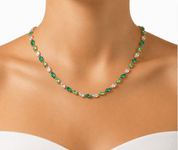 BALI GREEN GEM NECKLACE best gold plated tarnish and water resistant piece by Irish Jewellery brand - Lynott Jewellery