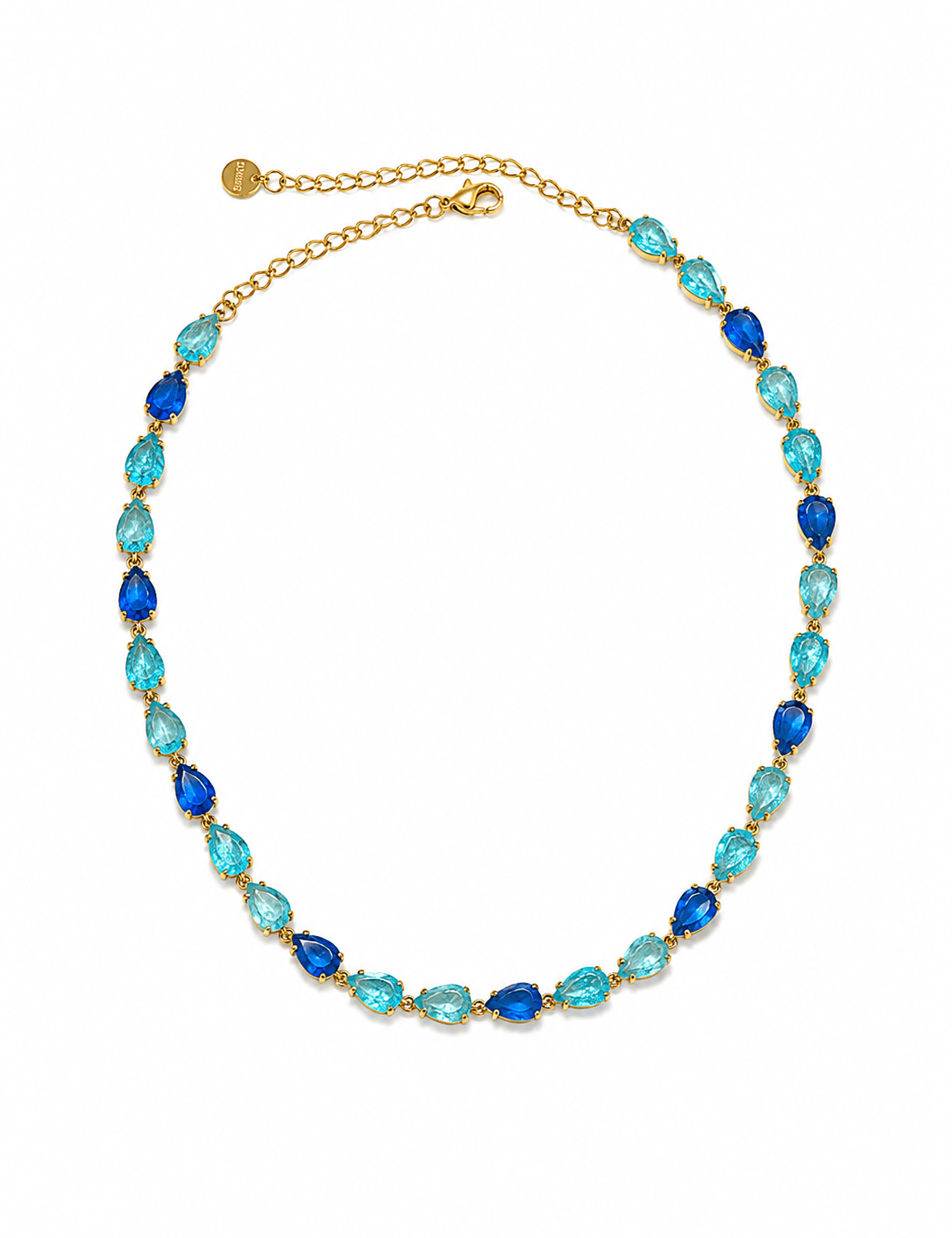 BALI BLUE GEM NECKLACE best gold plated tarnish and water resistant piece by Irish Jewellery brand - Lynott Jewellery