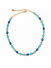 BALI BLUE GEM NECKLACE best gold plated tarnish and water resistant piece by Irish Jewellery brand - Lynott Jewellery