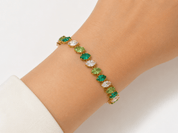 BALI GREEN GEM BRACELET best gold plated tarnish and water resistant piece by Irish Jewellery brand - Lynott Jewellery