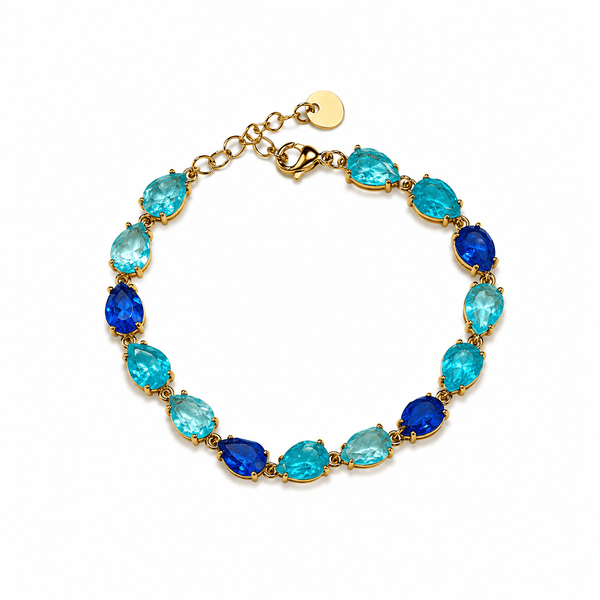 BALI BLUE GEM BRACELET best gold plated tarnish and water resistant piece by Irish Jewellery brand - Lynott Jewellery