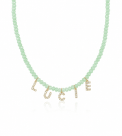 PERSONALISED COLOUR NAME NECKLACE best gold plated tarnish and water resistant piece by Irish Jewellery brand - Lynott Jewellery