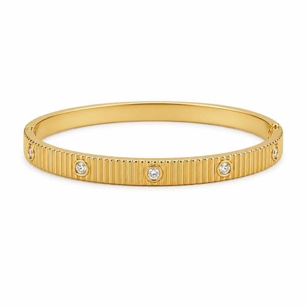 SET IN SUN BANGLE best gold plated tarnish and water resistant piece by Irish Jewellery brand - Lynott Jewellery