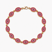 SANTORINI DARK PINK EVIL EYE BRACELET best gold plated tarnish and water resistant piece by Irish Jewellery brand - Lynott Jewellery