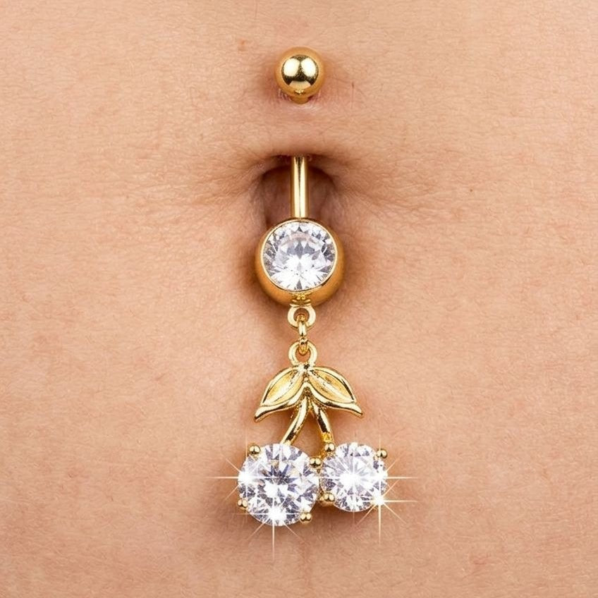 CHERRY BOMB BELLY BUTTON PIERCING best gold plated tarnish and water resistant piece by Irish Jewellery brand - Lynott Jewellery