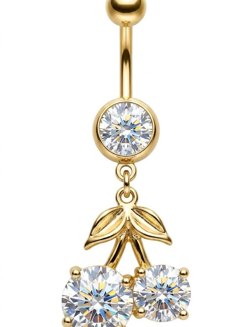CHERRY BOMB BELLY BUTTON PIERCING best gold plated tarnish and water resistant piece by Irish Jewellery brand - Lynott Jewellery