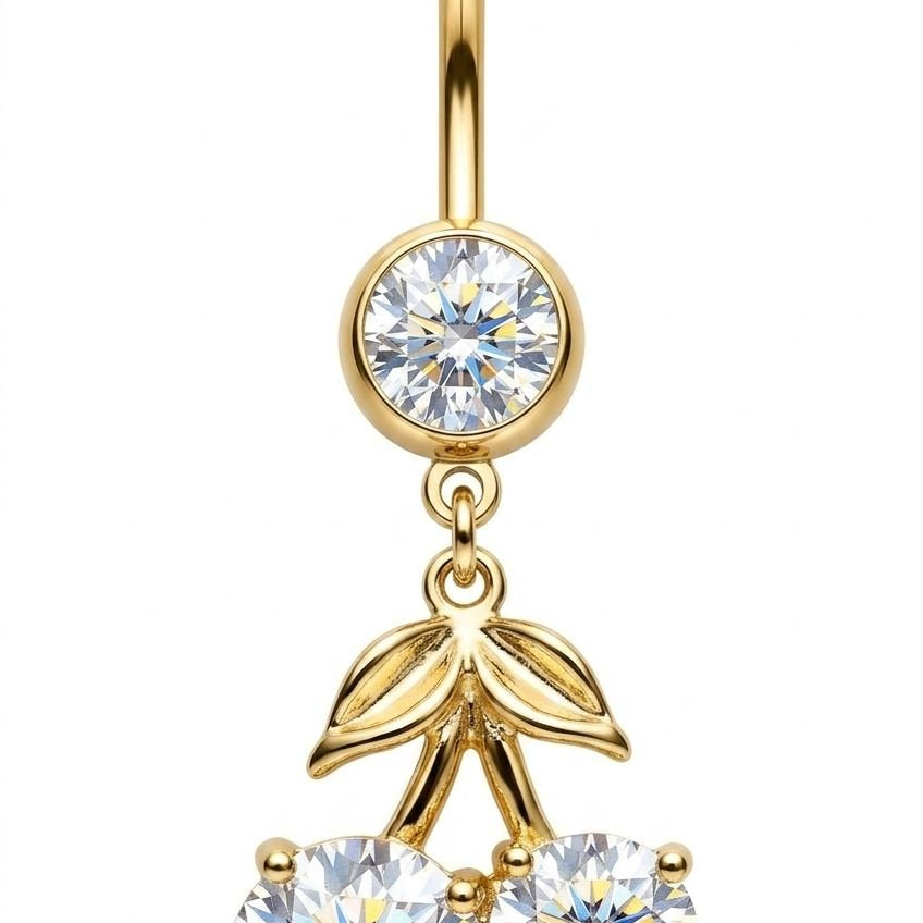 CHERRY BOMB BELLY BUTTON PIERCING best gold plated tarnish and water resistant piece by Irish Jewellery brand - Lynott Jewellery