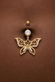 BUTTERFLY KISS BELLY BUTTON PIERCING best gold plated tarnish and water resistant piece by Irish Jewellery brand - Lynott Jewellery