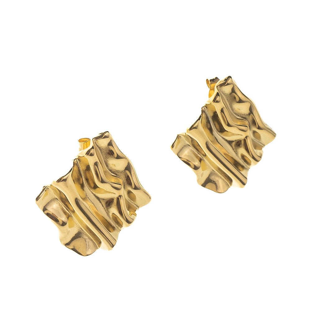 TREASURED STATEMENT SQUARE EARRING best gold plated tarnish and water resistant piece by Irish Jewellery brand - Lynott Jewellery