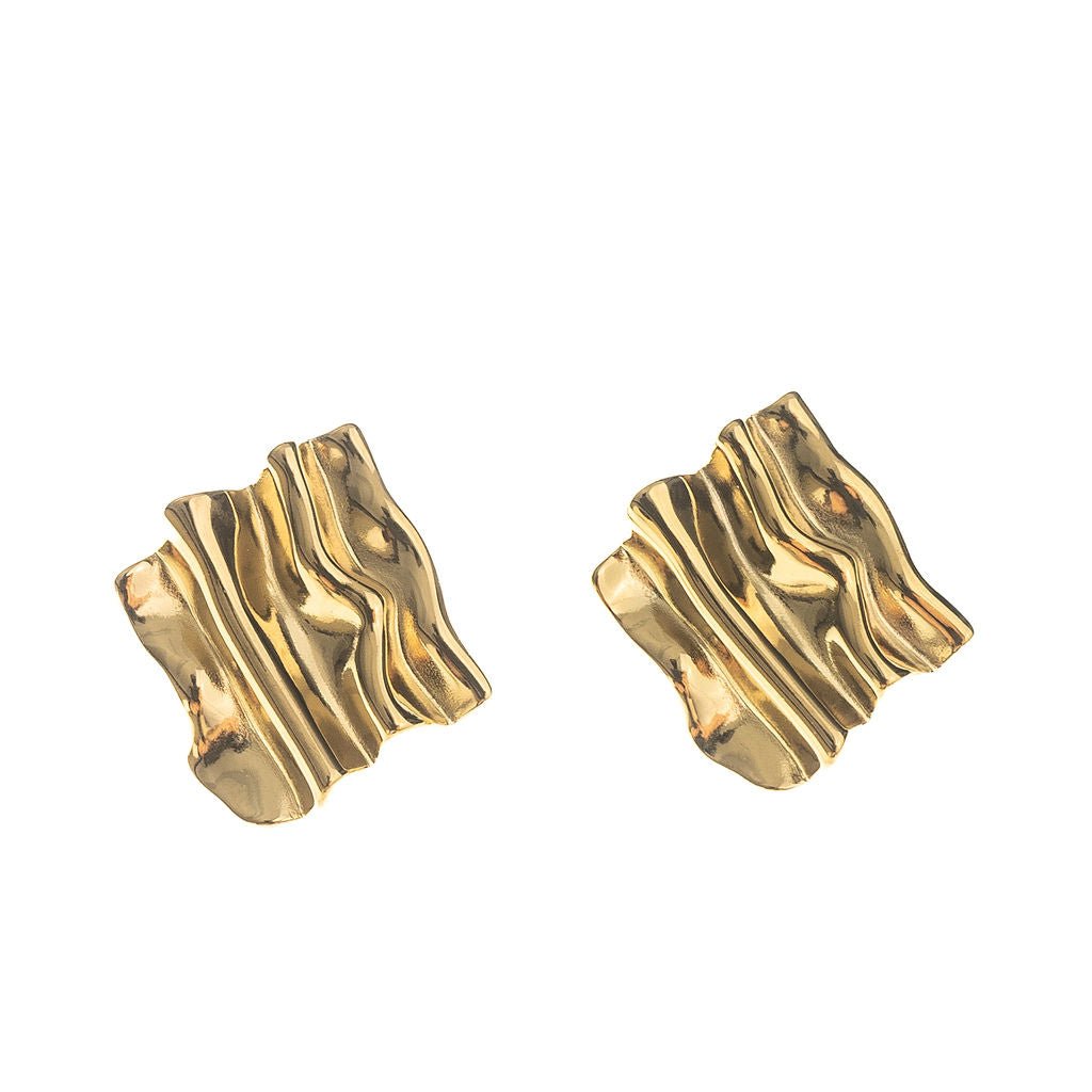 TREASURED STATEMENT SQUARE EARRING best gold plated tarnish and water resistant piece by Irish Jewellery brand - Lynott Jewellery