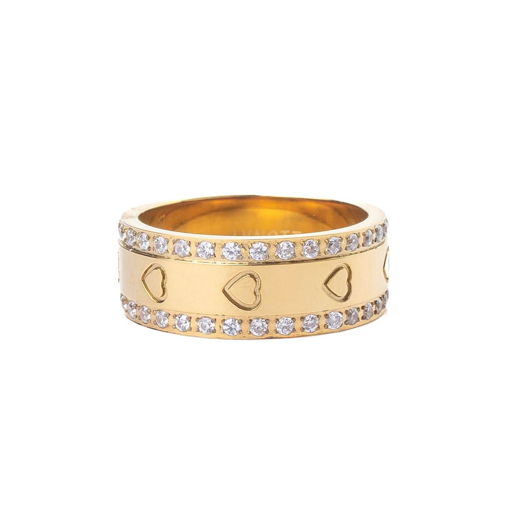 CRYSTAL HEART CUPID RING best gold plated tarnish and water resistant piece by Irish Jewellery brand - Lynott Jewellery