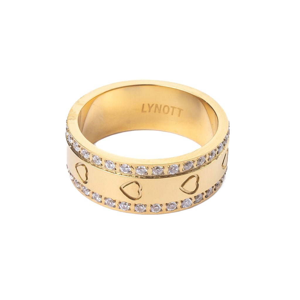 CRYSTAL HEART CUPID RING best gold plated tarnish and water resistant piece by Irish Jewellery brand - Lynott Jewellery