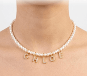 PEARL NAME NECKLACE best gold plated tarnish and water resistant piece by Irish Jewellery brand - Lynott Jewellery