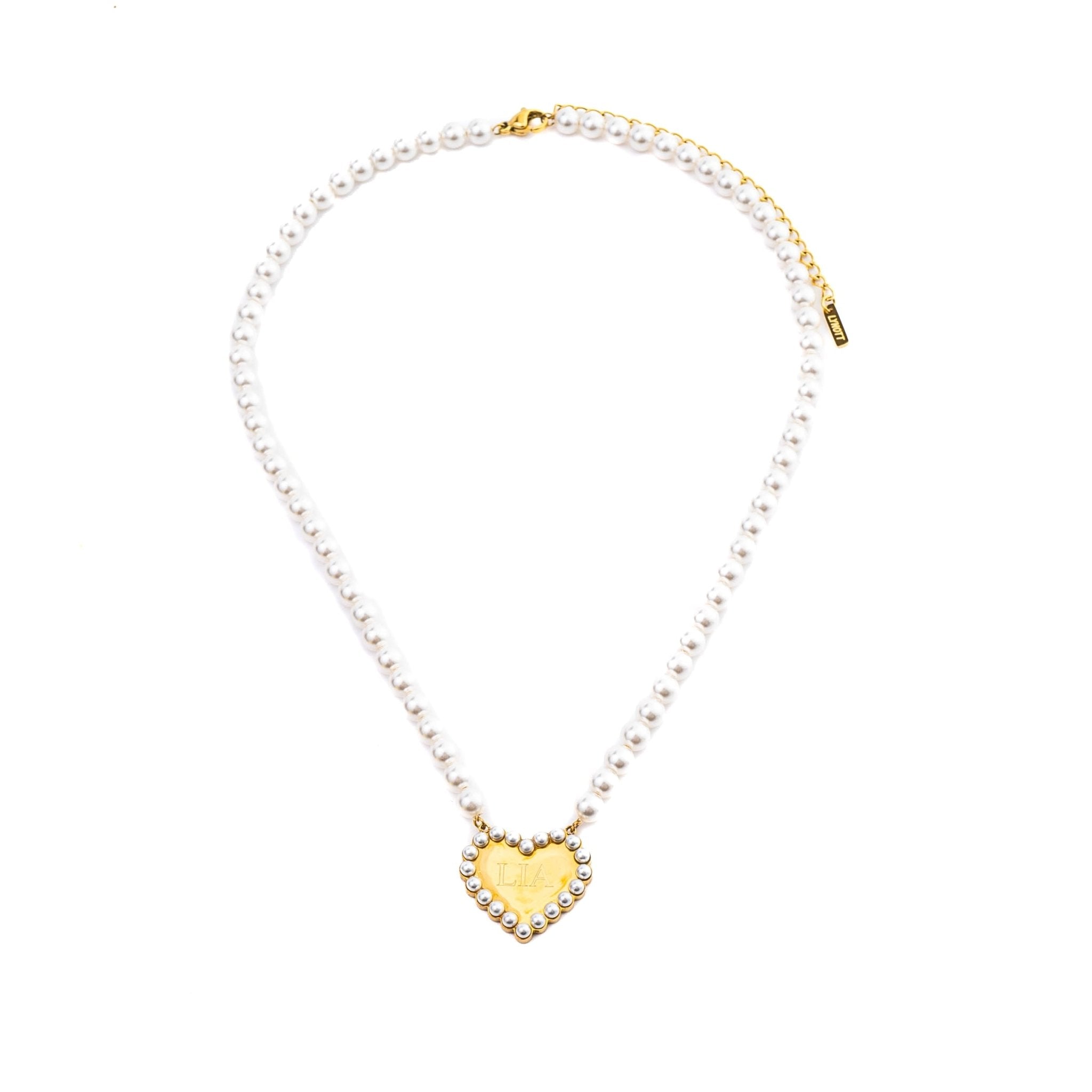 PEARL ENGRAVABLE HEART NECKLACE best gold plated tarnish and water resistant piece by Irish Jewellery brand - Lynott Jewellery