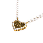 PEARL ENGRAVABLE HEART NECKLACE best gold plated tarnish and water resistant piece by Irish Jewellery brand - Lynott Jewellery