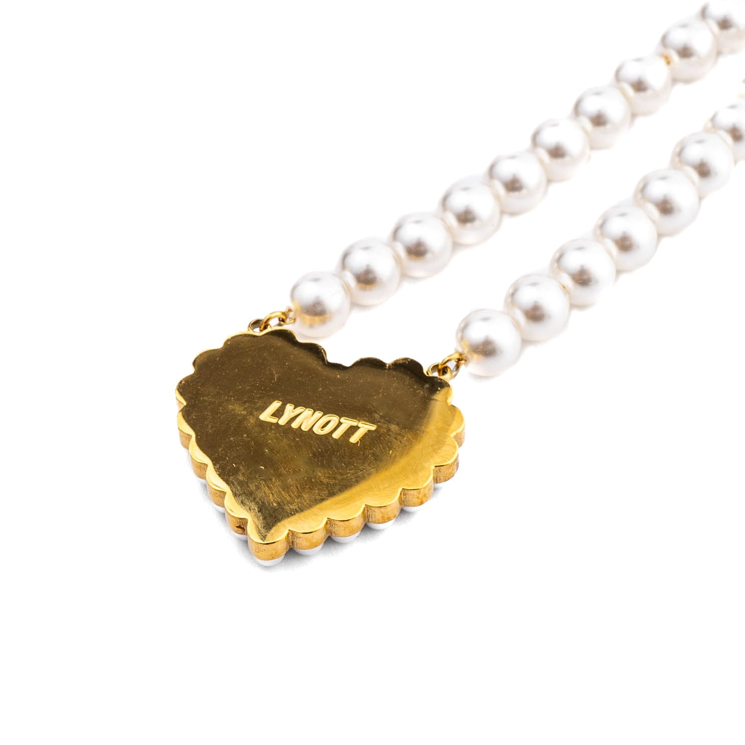 PEARL ENGRAVABLE HEART NECKLACE best gold plated tarnish and water resistant piece by Irish Jewellery brand - Lynott Jewellery