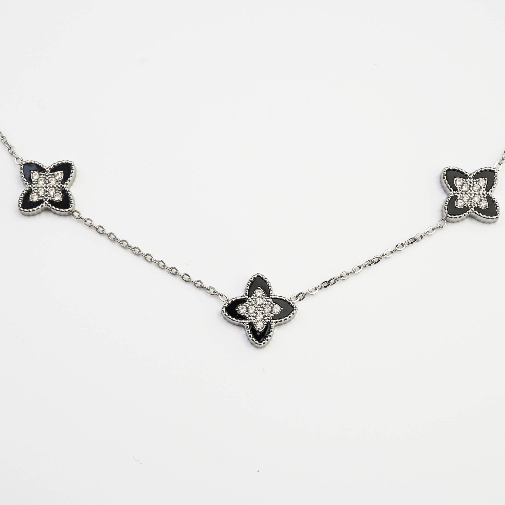 PASSIONATE CLOVER BLACK NECKLACE best gold plated tarnish and water resistant piece by - Lynott Jewellery