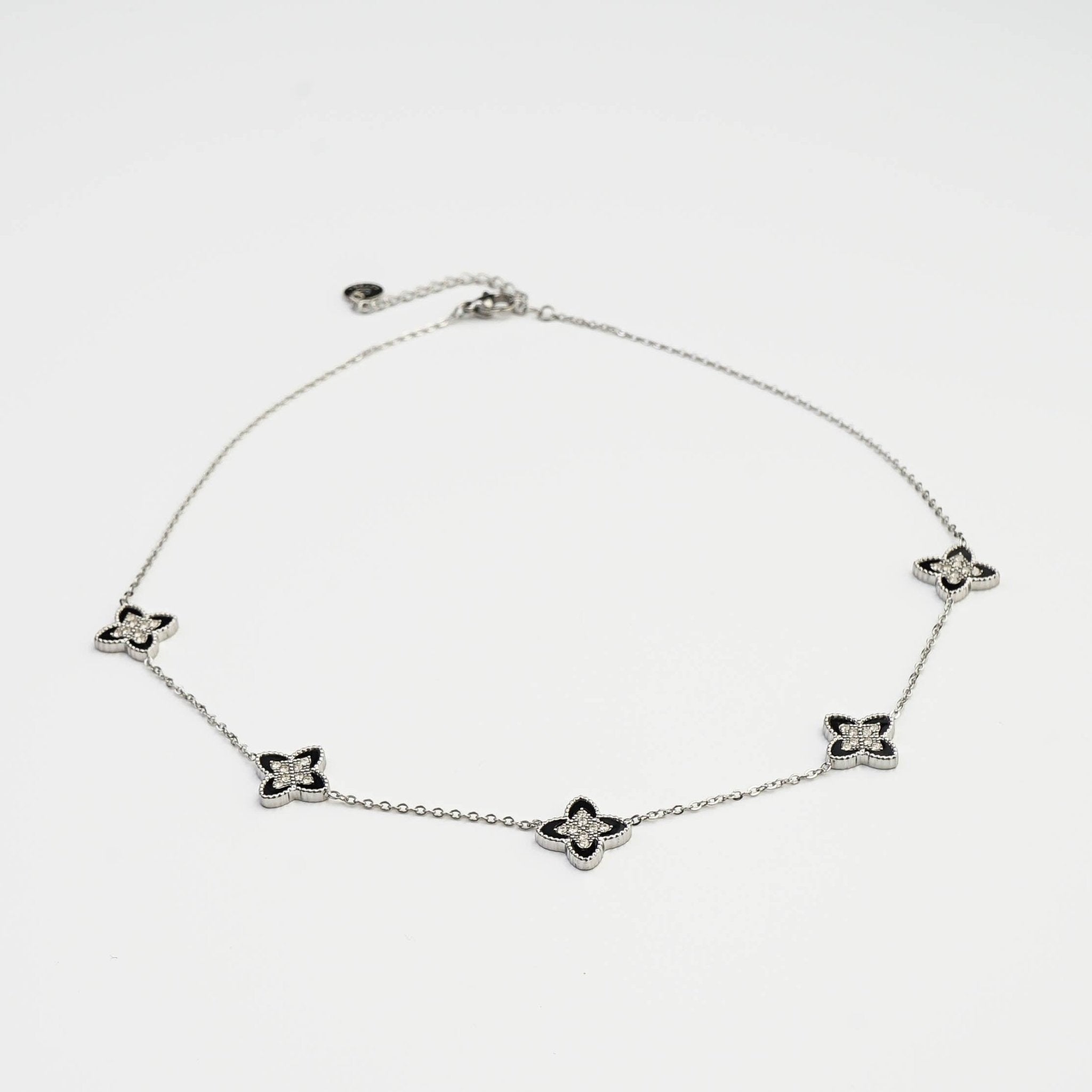 PASSIONATE CLOVER BLACK NECKLACE best gold plated tarnish and water resistant piece by - Lynott Jewellery