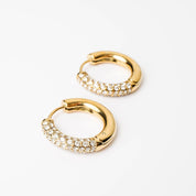 HALF N HALF HOOP best gold plated tarnish and water resistant piece by Irish Jewellery brand - Lynott Jewellery