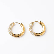 HALF N HALF HOOP best gold plated tarnish and water resistant piece by Irish Jewellery brand - Lynott Jewellery