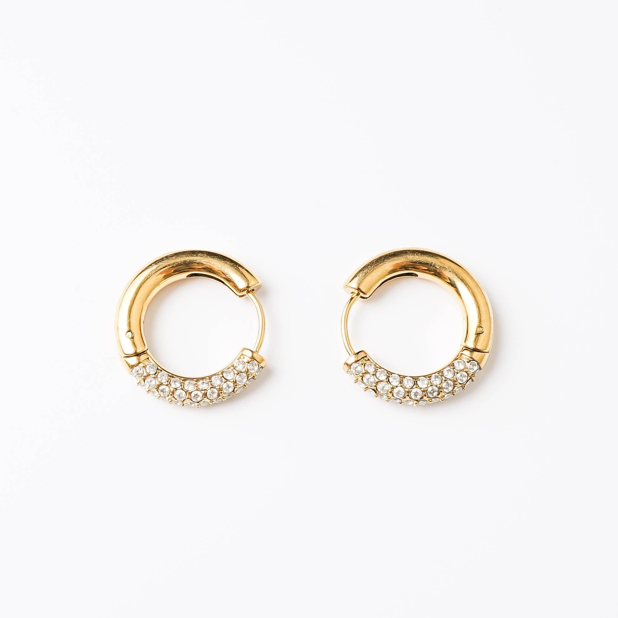 HALF N HALF HOOP best gold plated tarnish and water resistant piece by Irish Jewellery brand - Lynott Jewellery