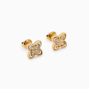 PASSIONATE CLOVER WHITE STUDS best gold plated tarnish and water resistant piece by - Lynott Jewellery