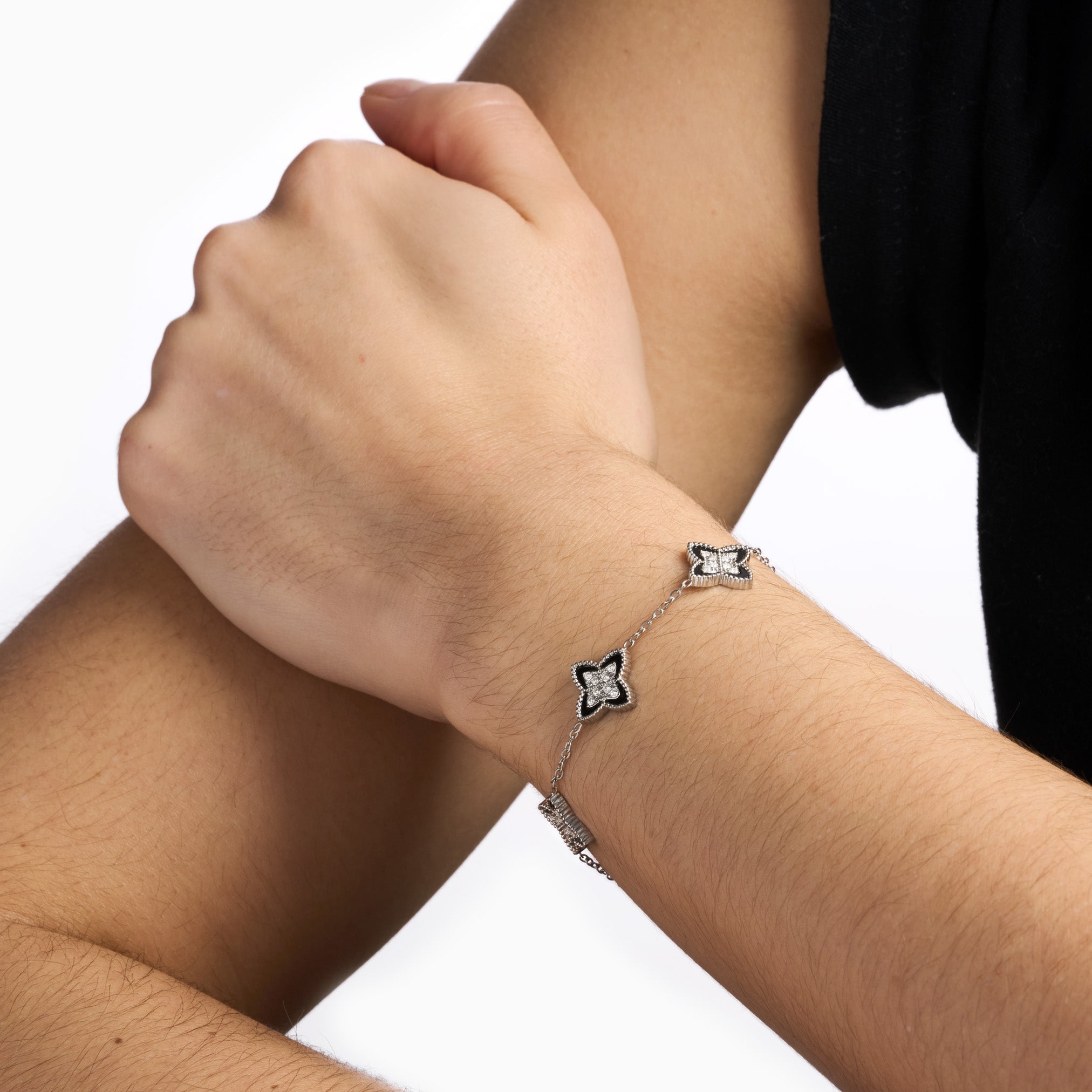 PASSIONATE CLOVER BLACK BRACELET best gold plated tarnish and water resistant piece by Irish Jewellery brand - Lynott Jewellery